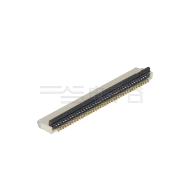 Pitch 0.50mm 90°H1.00mm 卧贴双面接后掀盖 SMT型 FPC 40pin 本色 镀半金接触点及焊接脚点1u，镍底35-60u.